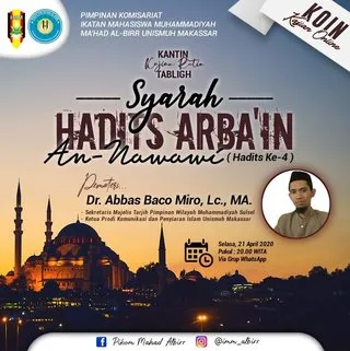 Pikom IMM Mahad Al Birr Unismuh Makassar Gelar Kajian Rutin Secara Online Syarah Arbain An-Nawawi